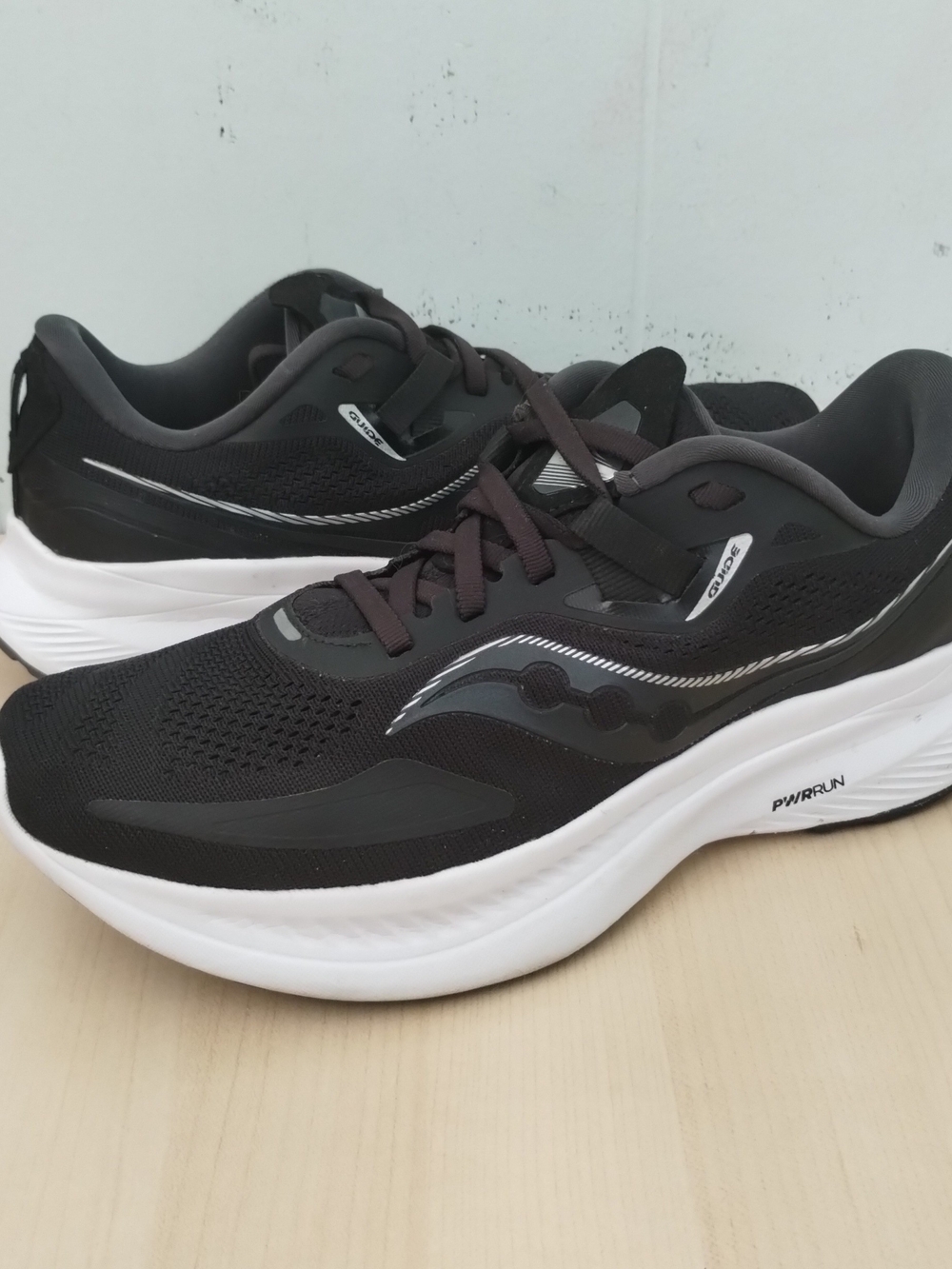 Saucony Guide black and White PWRRUN Cushioning Running Shoes
